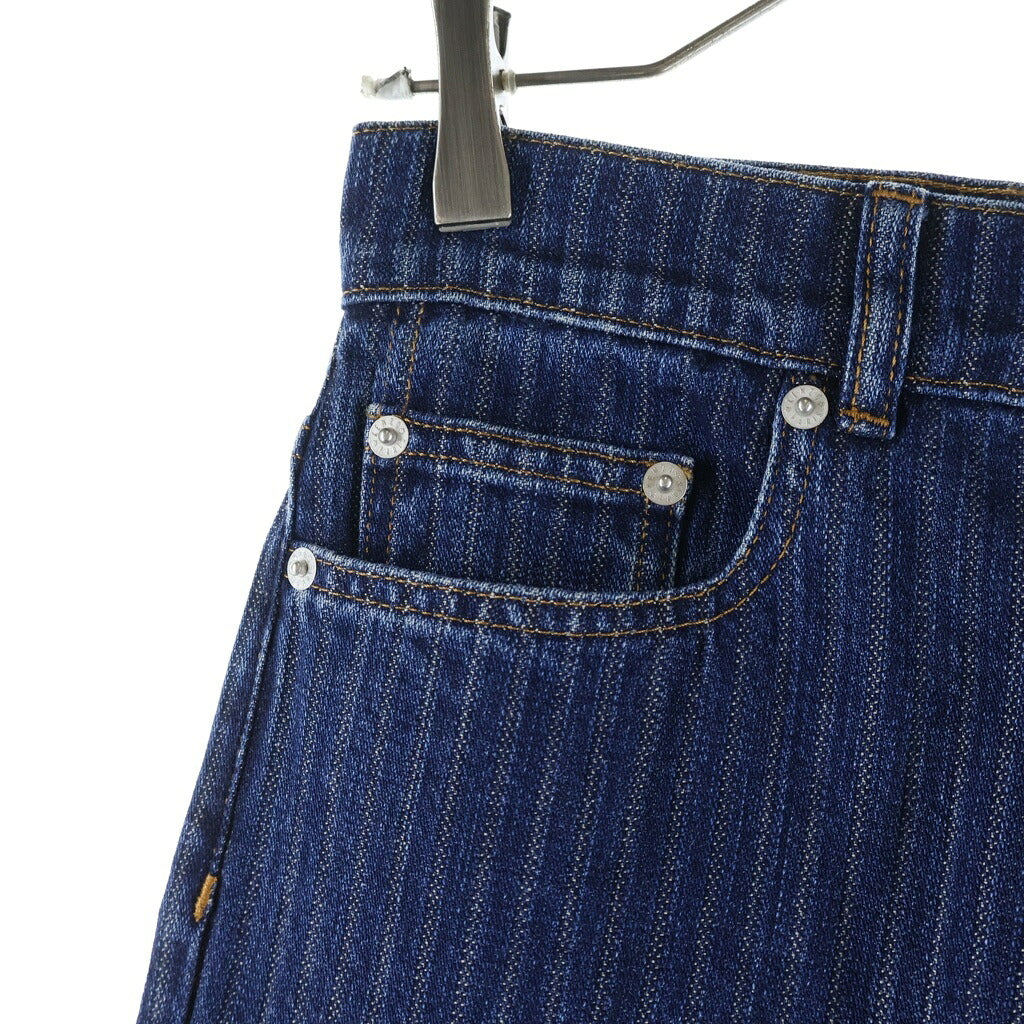 KENZO(ケンゾー) AYAME regular jeans in japanese denim ストライプデザイン ジップフライ ワイドデニムパンツ インディゴ レディース FE62DP2176F2
