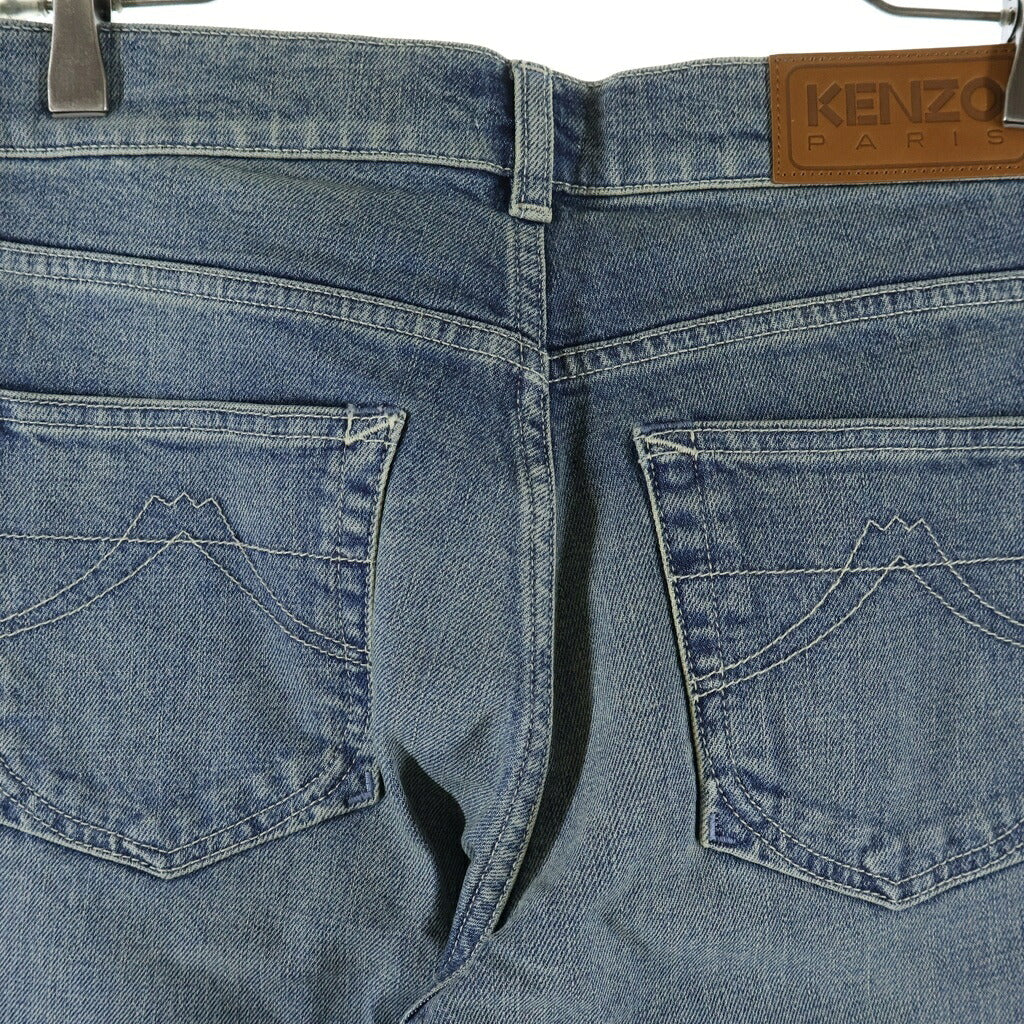 KENZO(ケンゾー) Logo-Patch High Waisted Jean ロゴパッチ ハイウエスト ジップフライ デニムパンツ インディゴ レディース FE62DP2296S7