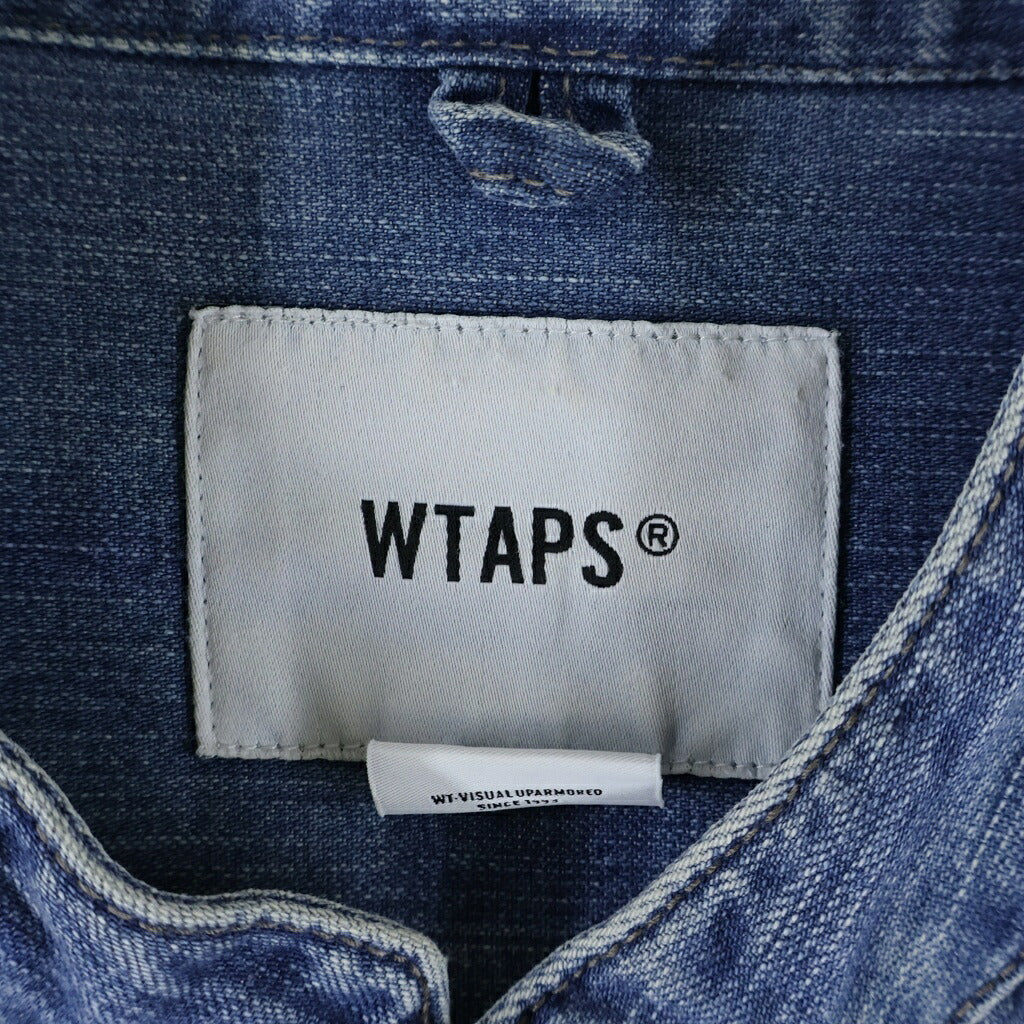 WTAPS(ダブルタップス) 19AW THOMPSON LS / SHIRT. COTTON. DENIM コットンデニム ノーカラー長袖シャツ インディゴ 192GWDT-SHM01