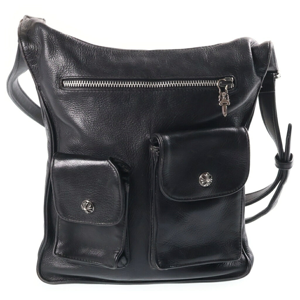 CHROME HEARTS(クロムハーツ) F-SLINGER/Fスリンガー フラップボタン レザーショルダーバッグ ブラック