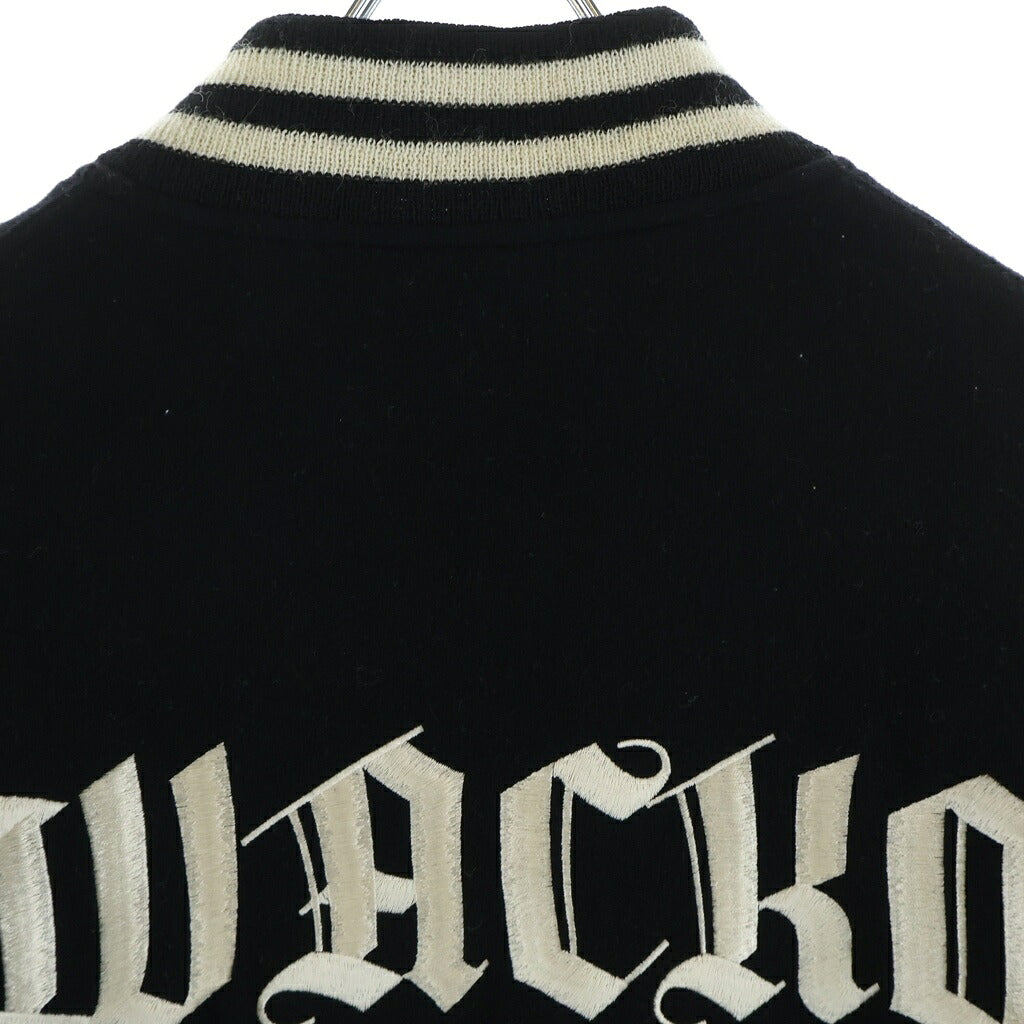 WACKO MARIA(ワコマリア) 23SS LEATHER VARSITY JACKET ロゴエンブロイダリー レザー切り替え バーシティジャケット ブラック/ホワイト 23SS-WMO-BL07