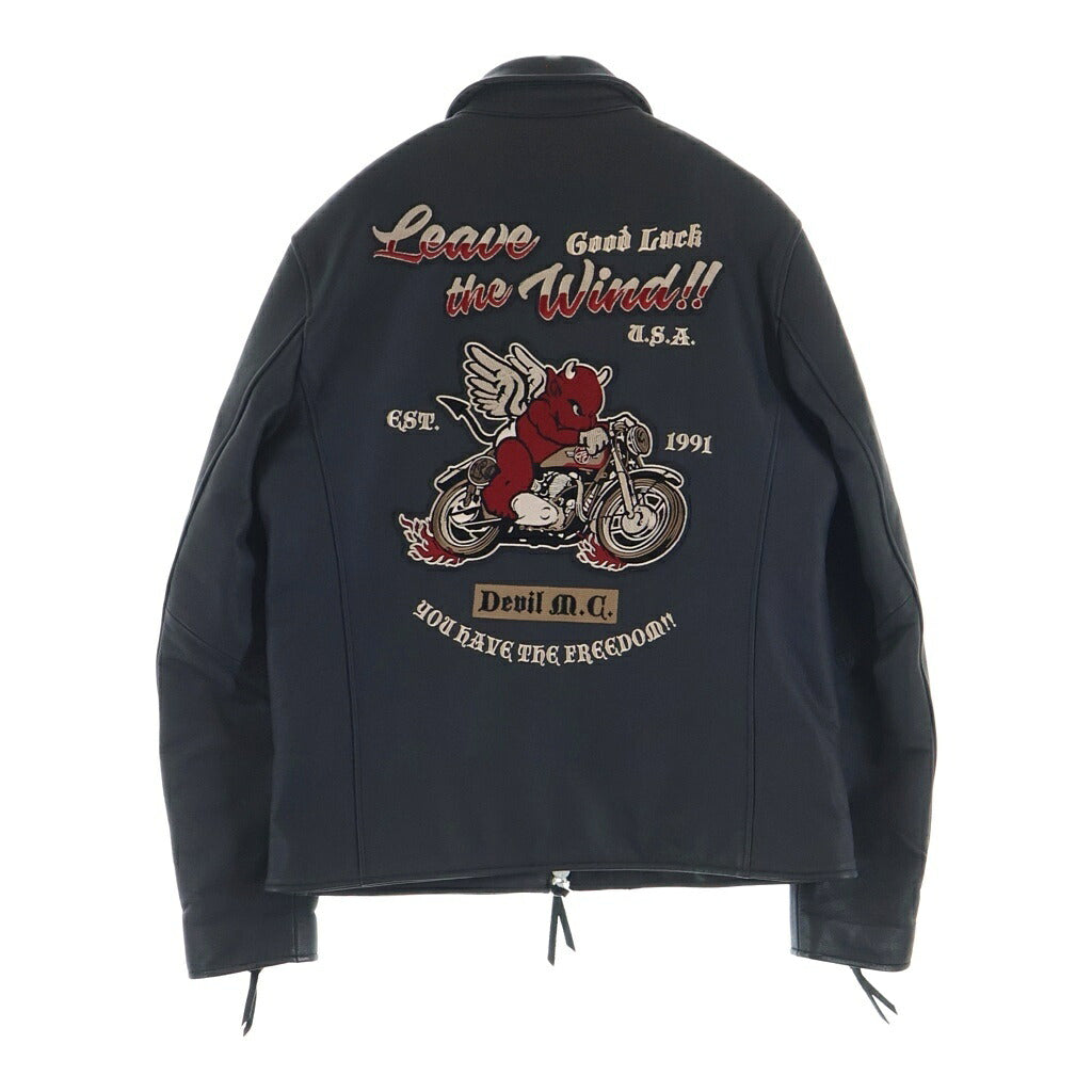 TEDMAN TED COMPANY(テッドマン テッドカンパニー) DEVIL M.C デビル 両面ワッペン カウレザー シングルライダースジャケット ブラック TDRJ-12000