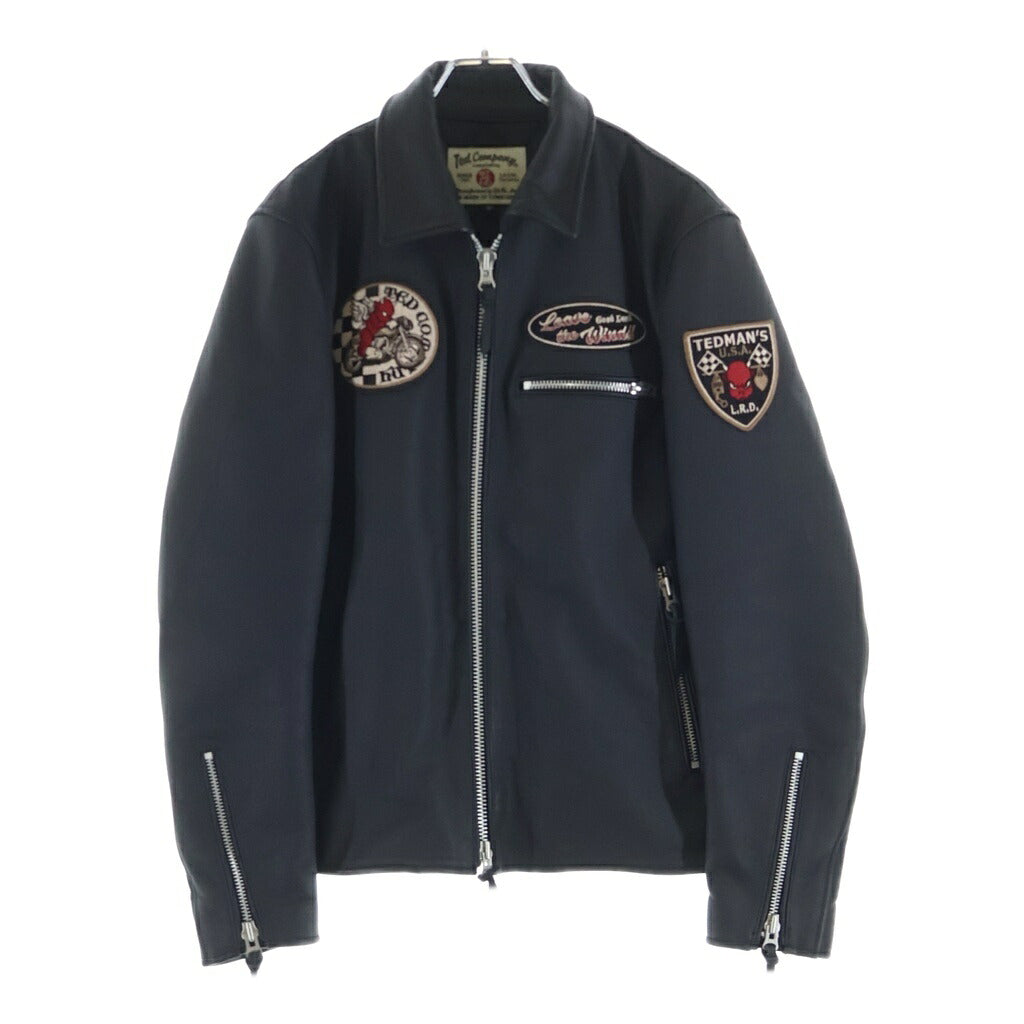 TEDMAN TED COMPANY(テッドマン テッドカンパニー) DEVIL M.C デビル 両面ワッペン カウレザー シングルライダースジャケット ブラック TDRJ-12000