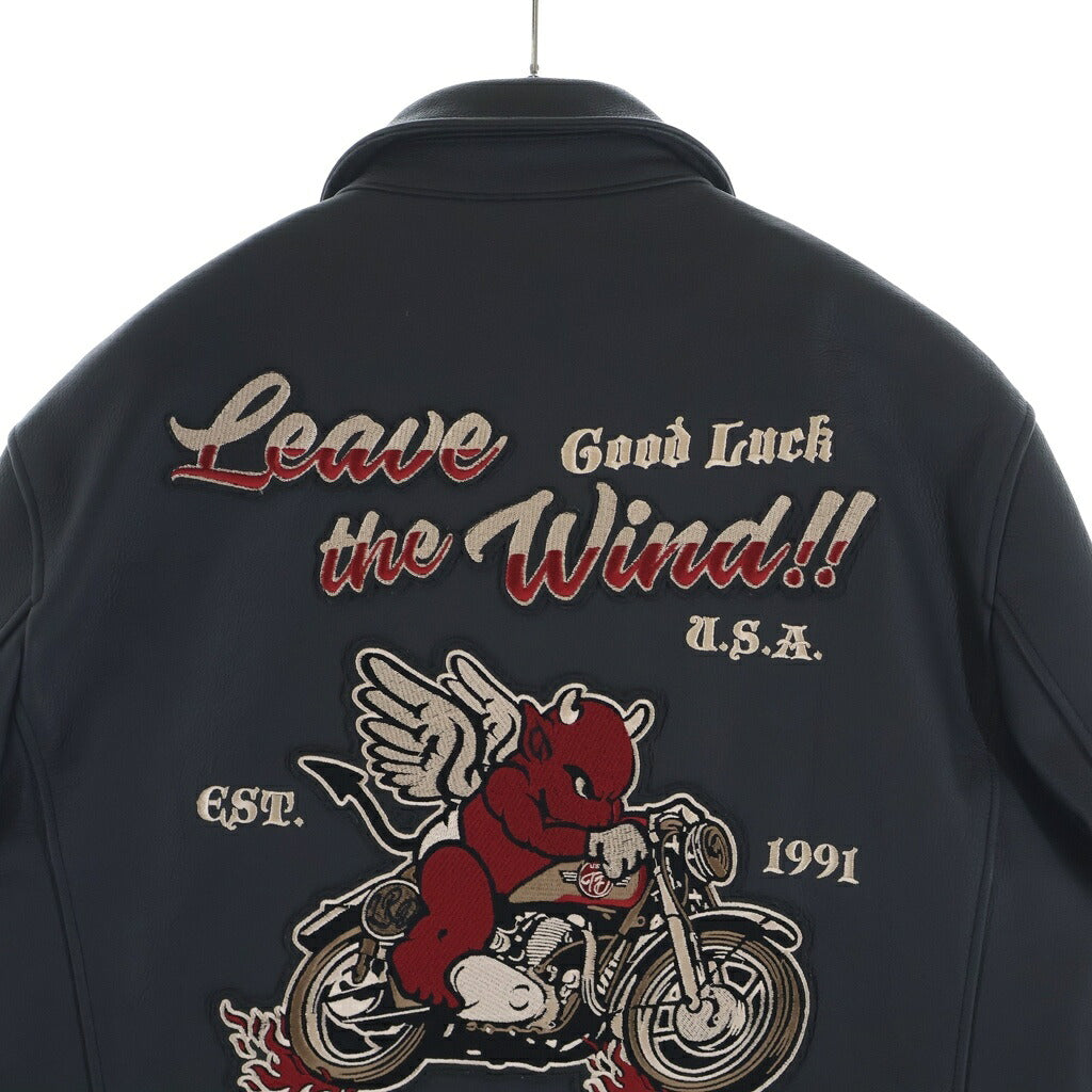 TEDMAN TED COMPANY(テッドマン テッドカンパニー) DEVIL M.C デビル 両面ワッペン カウレザー シングルライダースジャケット ブラック TDRJ-12000