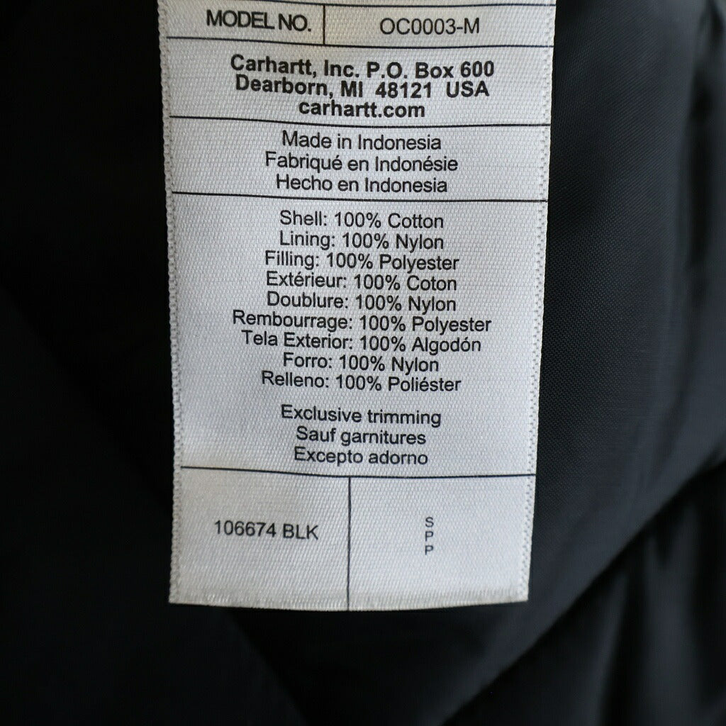 CARHARTT(カーハート) 24AW FIRM DUCK INSULATED TRADITIONAL COAT ジップアップ ヘビーウェイト ファームダック トラディショナルコート コットンワークジャケット ブラック OC0003-M