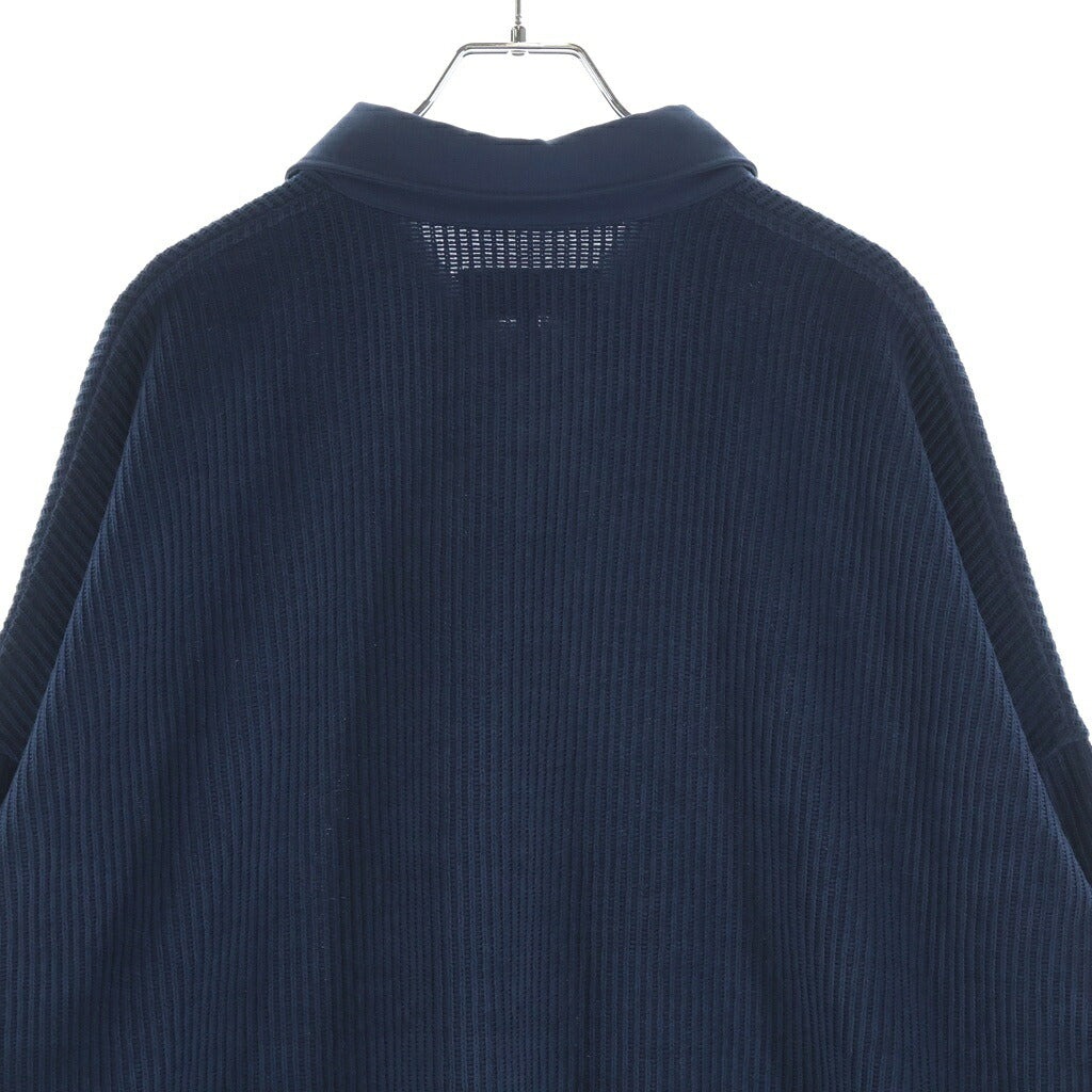 KITH(キス) 26SS RIB STITCH RONIN HENLEY SWEATER リブステッチ ロニン ヘンリー 長袖ニットポロシャツ ブルー 26-070-060-0019-3-0
