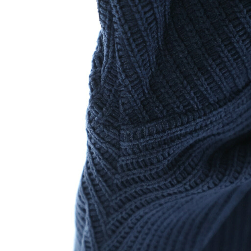 KITH(キス) 26SS RIB STITCH RONIN HENLEY SWEATER リブステッチ ロニン ヘンリー 長袖ニットポロシャツ ブルー 26-070-060-0019-3-0