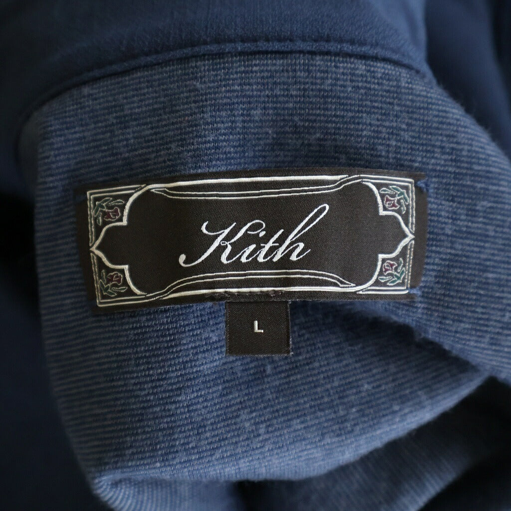 KITH(キス) 26SS RIB STITCH RONIN HENLEY SWEATER リブステッチ ロニン ヘンリー 長袖ニットポロシャツ ブルー 26-070-060-0019-3-0