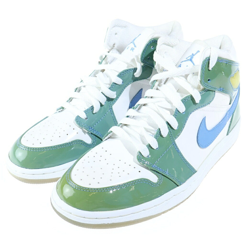 NIKE(ナイキ) 【観賞用 2003年製】 AIR JORDAN 1 RETRO UNC PATENT エアジョーダン1 レトロ パテント ハイカットスニーカー グリーン/ブルー/ホワイト US9/27cm 136085-140