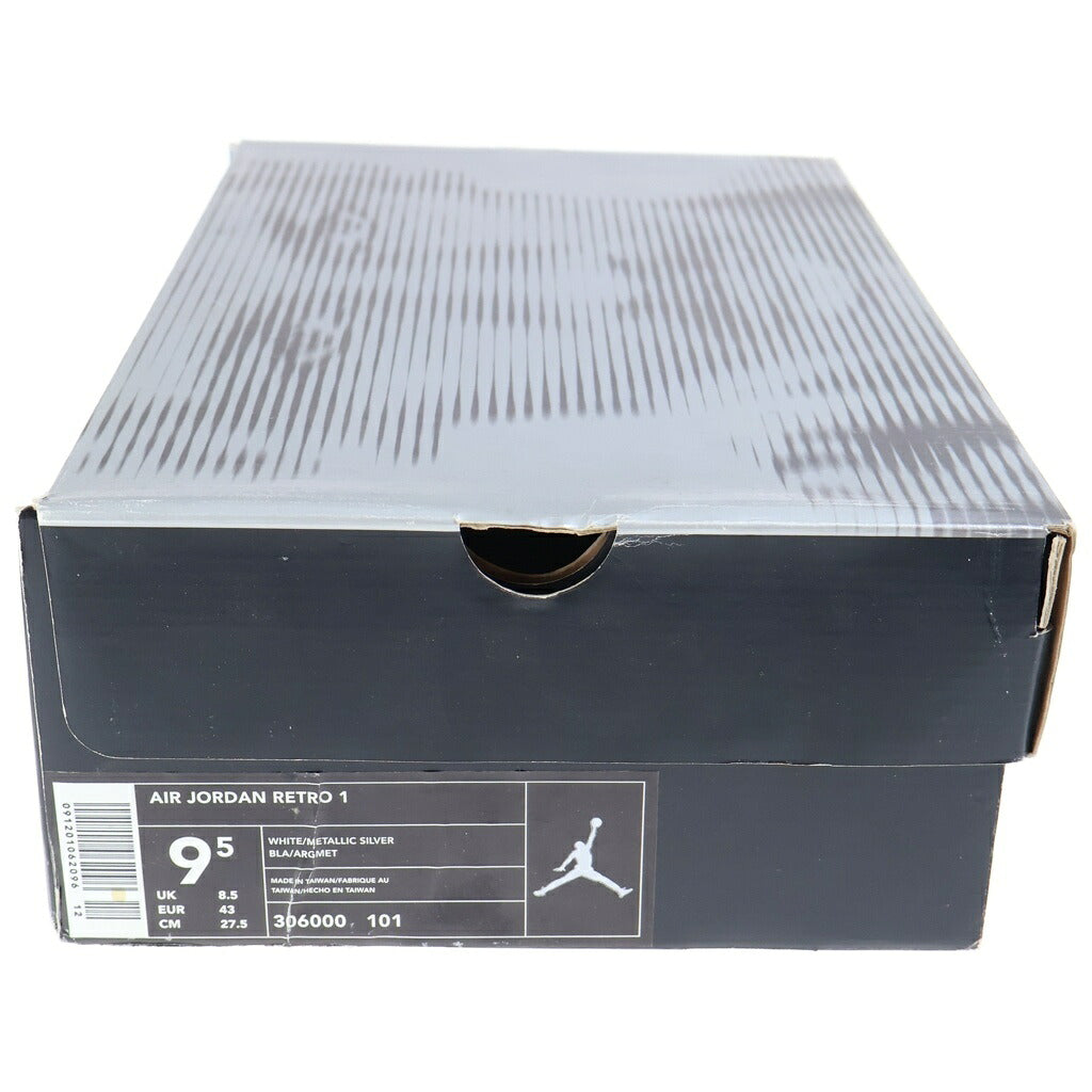 NIKE(ナイキ) 【観賞用 2002年製】 AIR JORDAN 1 RETRO WHITE CHROME エアジョーダン1 レトロ クローム ハイカットスニーカー US9.5/27.5cm 306000-101