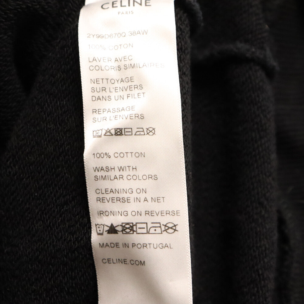 CELINE(セリーヌ) 23AW メッセージプリント スウェット フーディ パーカー ブラック 2Y99D670Q
