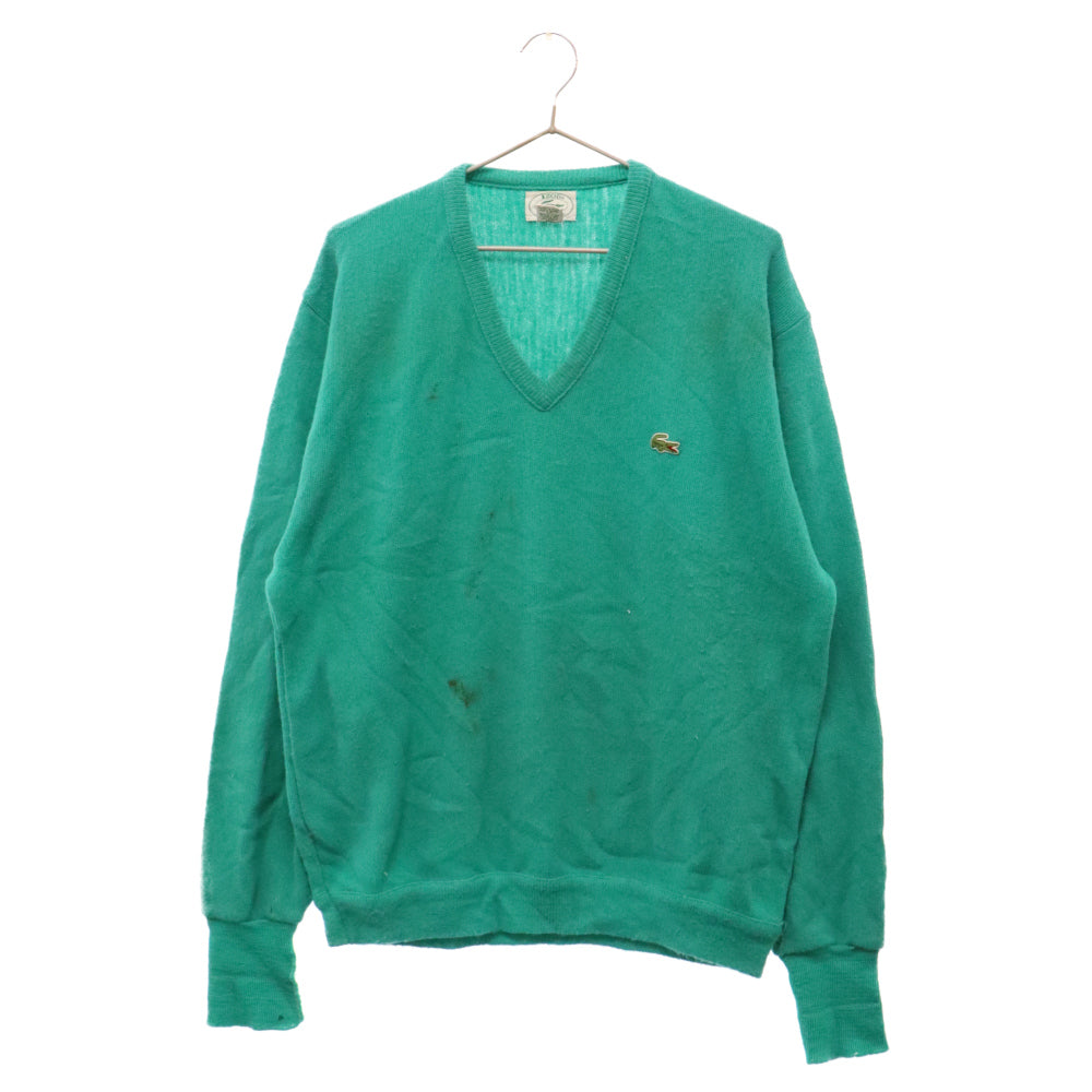 LACOSTE(ラコステ) 90s USA製 IZOD V Neck Knit アイゾッド Vネックニット長袖セーター ビンテージ グリーン