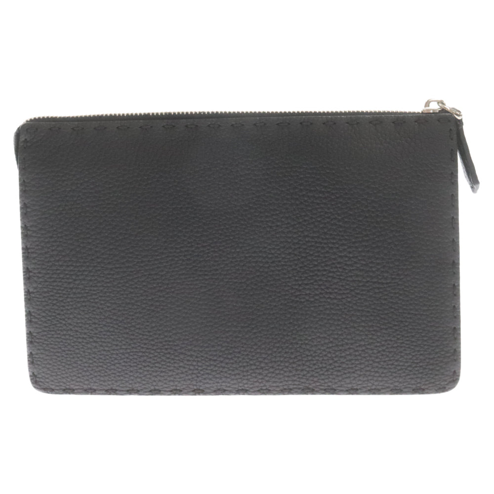 FENDI(フェンディ) バグズアイ クラッチバッグ レザーセカンドバッグ ブラック 7VA350