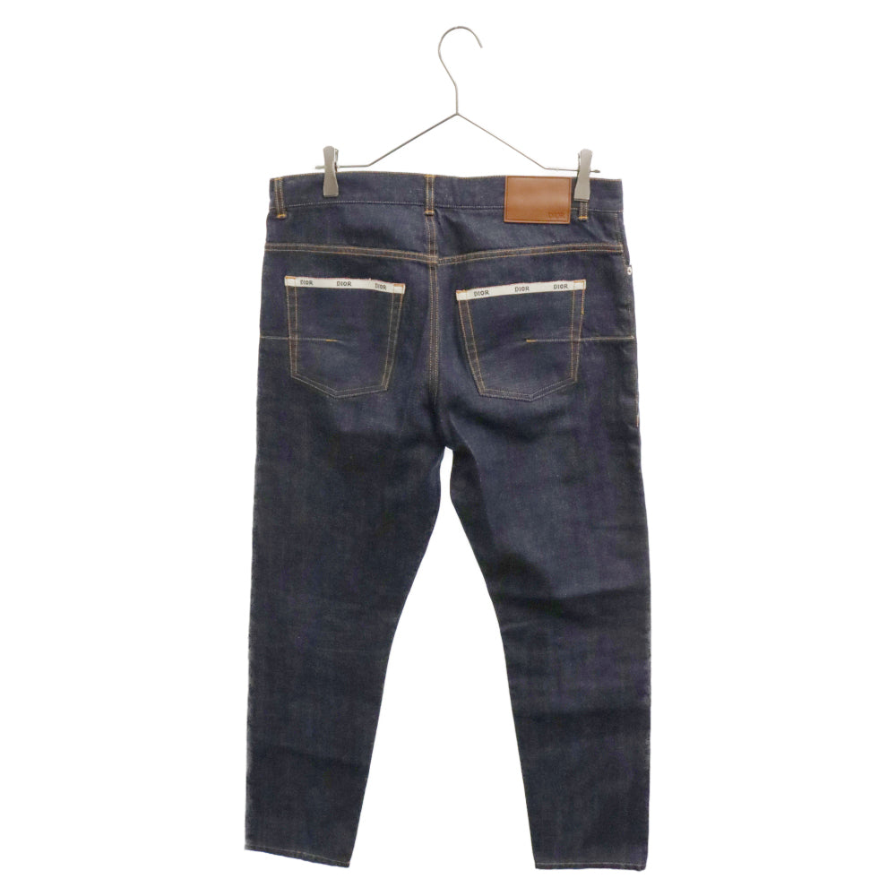 DIOR(ディオール) 20SS Slim 17.5 Selvage Jeans スリム17.5 テープロゴ刺繍ボタンフライ セルビッチジーンズ デニムパンツ テープロゴ ダークインディゴ 013D001AY978