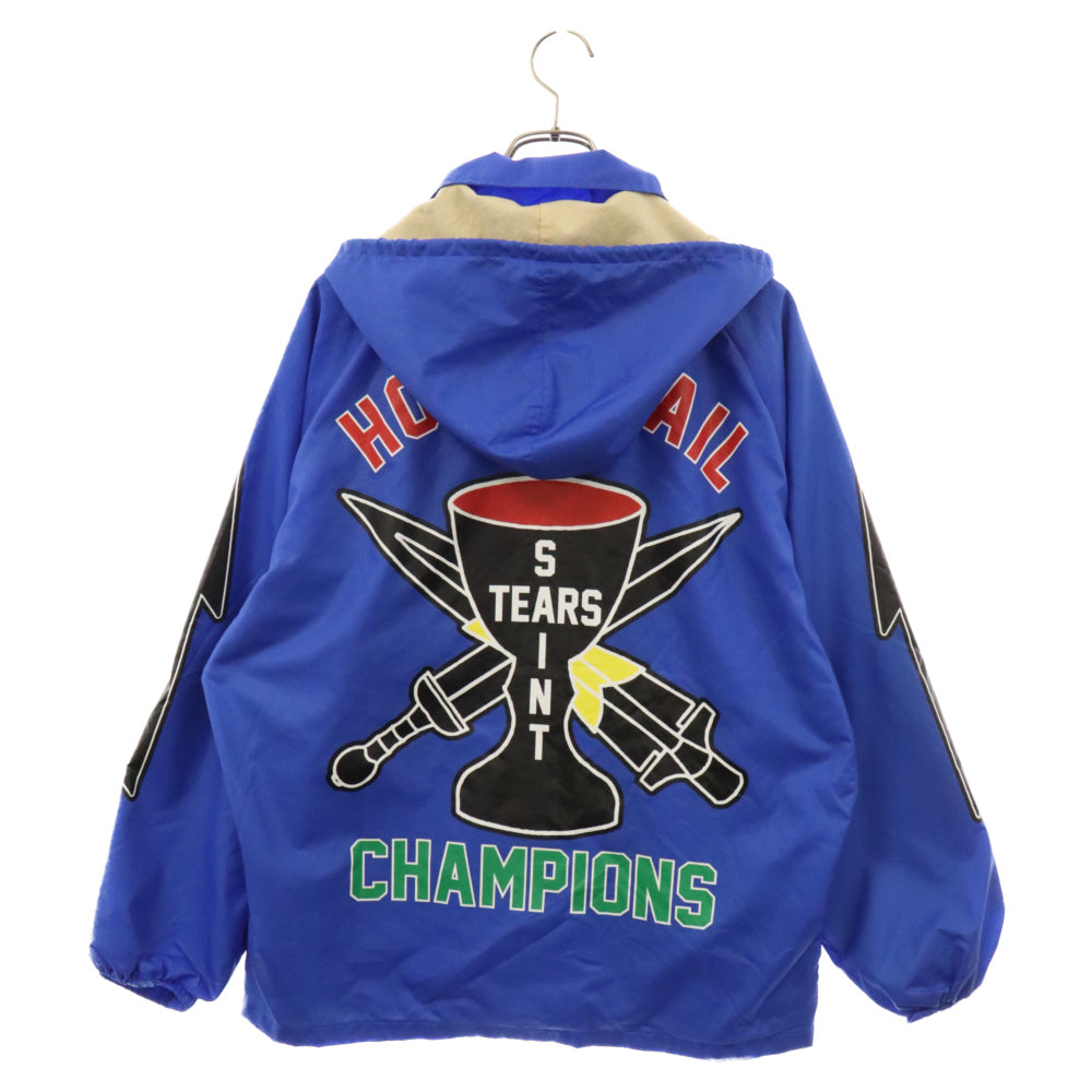 SAINT MICHAEL(セントマイケル) 22AW ×DENIM TEARS DT COACH JACKET デニムティアーズ DTプリント フーディーコーチジャケット ブルー SM-A22-0000-055