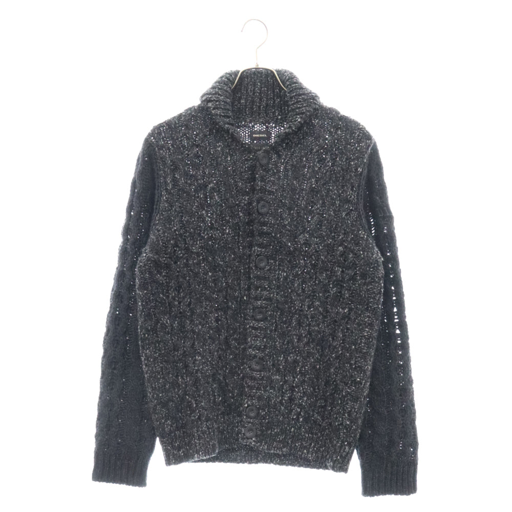 DIESEL(ディーゼル) ショールカラー アクリルニットカーディガン ブラック