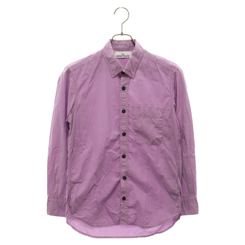 STONE ISLAND(ストーンアイランド) 14SS ポケット付き ロゴ刺繍 コットン 長袖シャツ パープル 60151F802