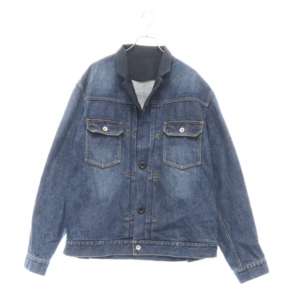 Sacai(サカイ) ブルー スタンドカラー デニムジャケット インディゴ 24-03351M