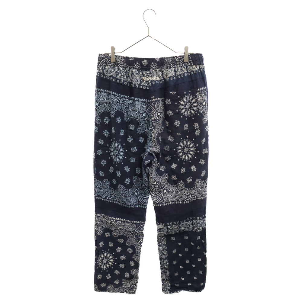 READY MADE(レディメイド) 20AW SLEEPING PANTS バンダナ柄 スマイルプリント スリーピングパンツ ヴィンテージコットン リメイク 再構築 ネイビー RE-CO-NV-00-00-94