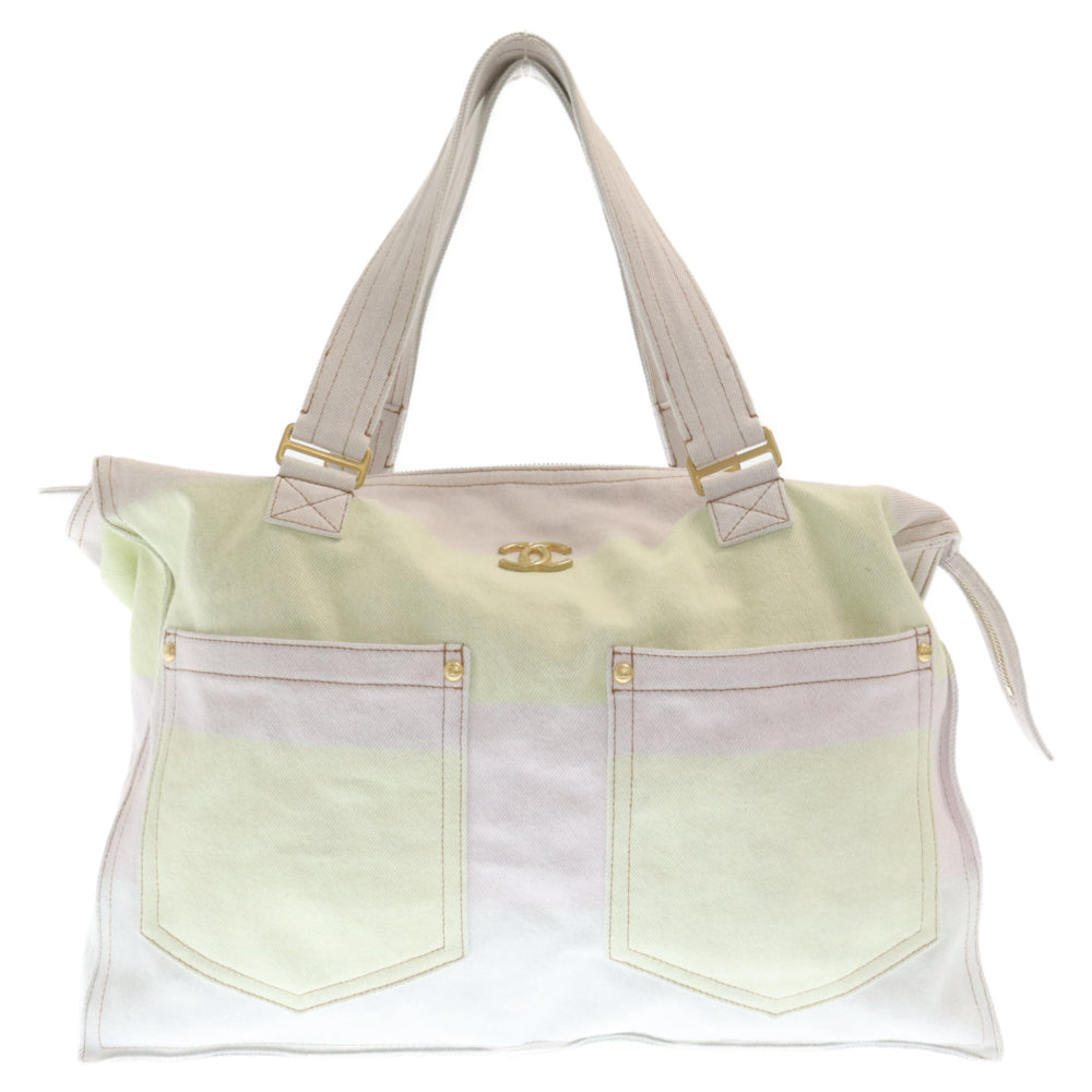 CHANEL(シャネル) 24SS COCO BEACH ココ ビーチ デニム トートバッグ ピンク/アイボリー AS4719 ランダムシリアル