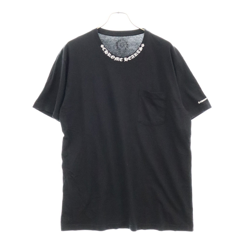 CHROME HEARTS(クロムハーツ) CH T-SHRT 1 ネックロゴプリント クルーネック半袖Tシャツ ブラック