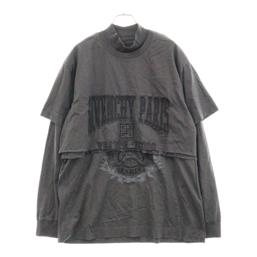 GIVENCHY(ジバンシィ) 22AW Overlapped Embroidered Tee BM71FC3Y8T オーバーラップエフェクト刺繍レイヤード長袖Tシャツ カットソー ブラック