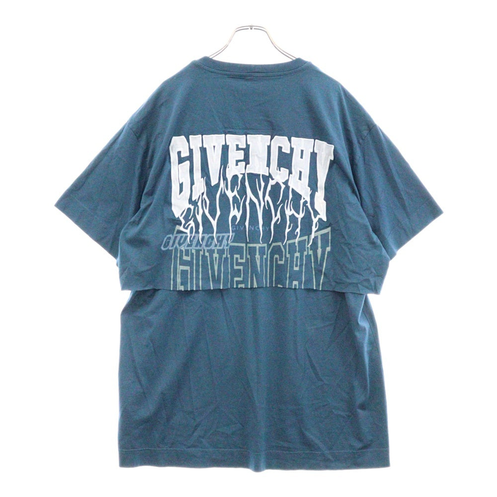 GIVENCHY(ジバンシィ) 22AW オーバーラップエフェクト刺繍レイヤードTシャツ ネイビー BM71H93YE9