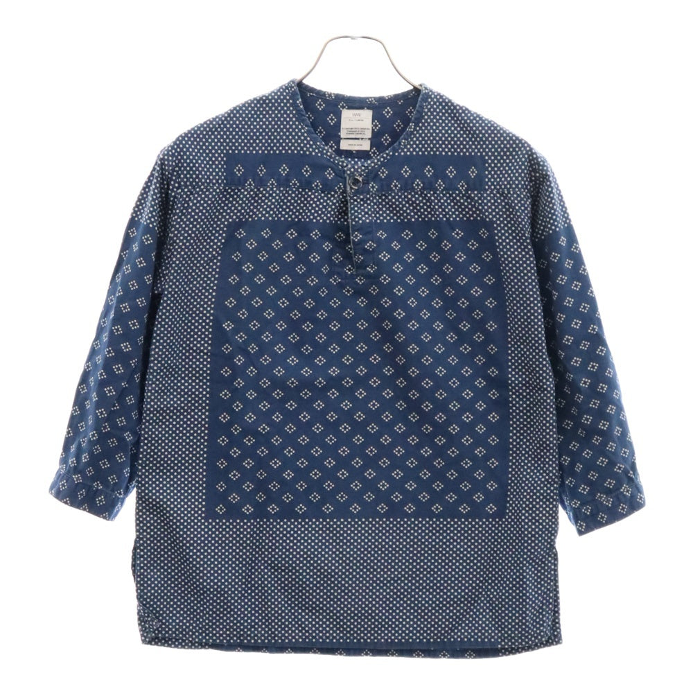 VISVIM WMV(ビズビム ダブリューエムブイ) 14SS KERCHIEF DOTS TUNIC W バンダナドット柄 プルオーバーチュニック長袖シャツ ブルー 0314105011003 レディース