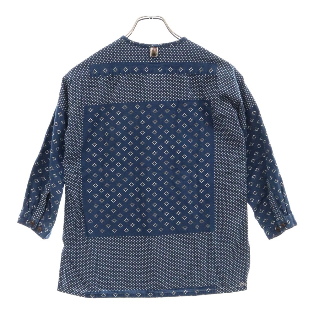 VISVIM WMV(ビズビム ダブリューエムブイ) 14SS KERCHIEF DOTS TUNIC W バンダナドット柄 プルオーバーチュニック長袖シャツ ブルー 0314105011003 レディース