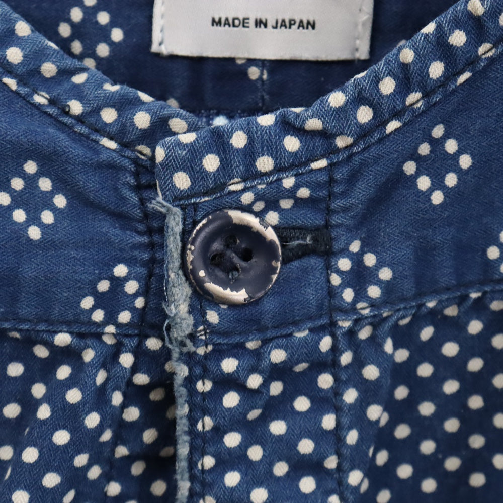 VISVIM WMV(ビズビム ダブリューエムブイ) 14SS KERCHIEF DOTS TUNIC W バンダナドット柄 プルオーバーチュニック長袖シャツ ブルー 0314105011003 レディース