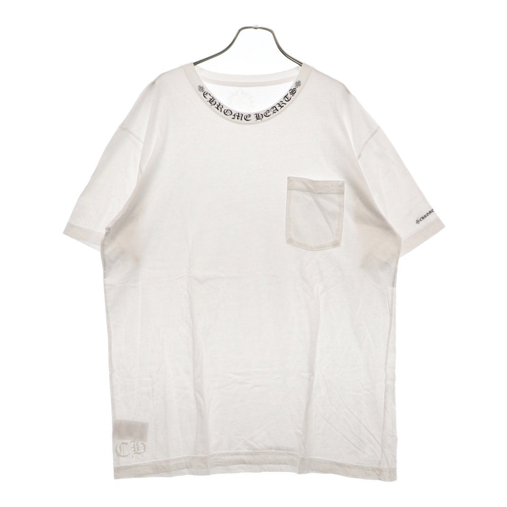 CHROME HEARTS(クロムハーツ) CH T-SHRT 1 ネックロゴプリントTシャツ ホワイト/ブラック