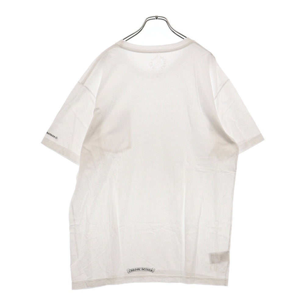 CHROME HEARTS(クロムハーツ) CH T-SHRT 1 ネックロゴプリントTシャツ ホワイト/ブラック
