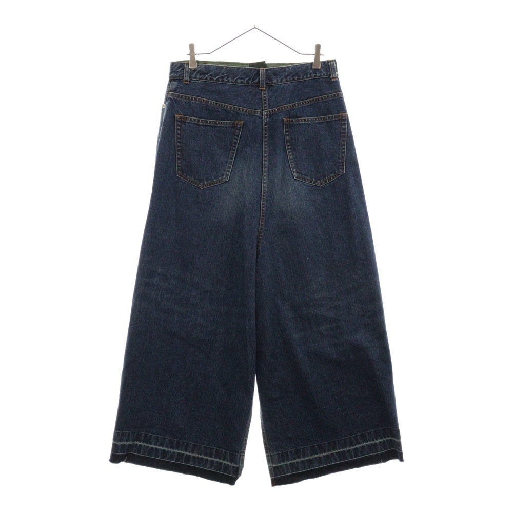Sacai(サカイ) 22SS ナイロンドッキング デニム ロングスカート インディゴブルー/カーキ 22-05965 レディース