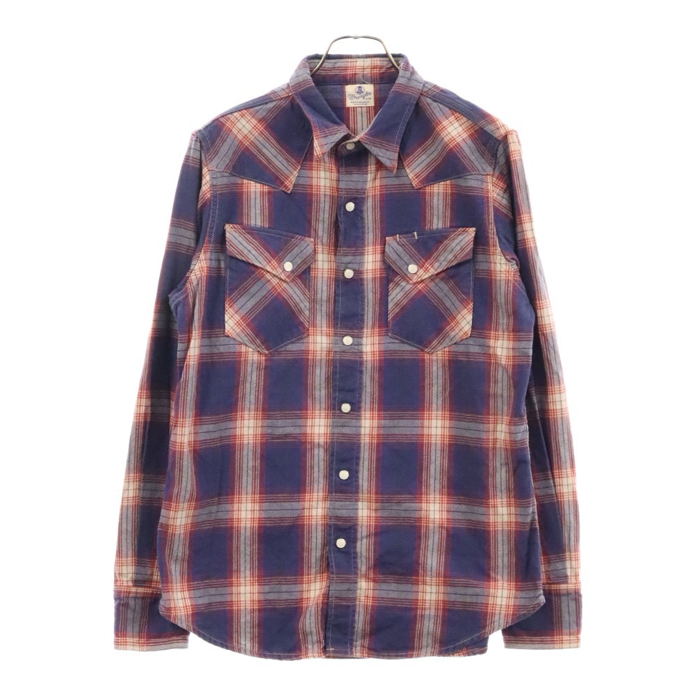 Wrangler(ラングラー) 70S復刻 チェック フランネルシャツ 長袖シャツ ブルー/レッド