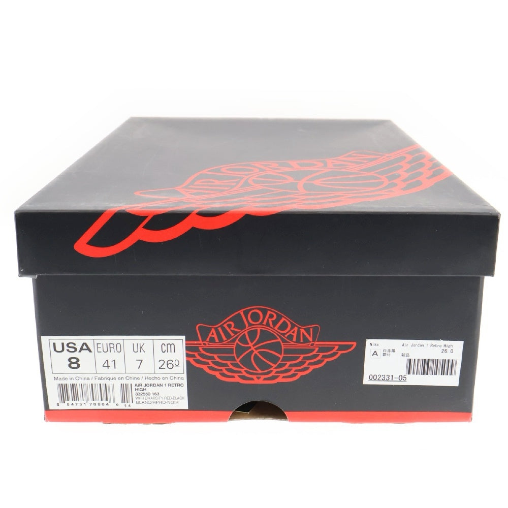 NIKE(ナイキ) 【鑑賞用 2013年製】 AIR JORDAN 1 RETRO HIGH CHICAGO エアジョーダン シカゴ ハイカットスニーカー レッド/ホワイト US8/26cm 332550-163