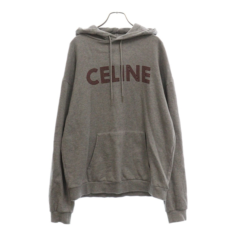 CELINE(セリーヌ) 23AW ロゴプリントルーズ プルオーバーパーカー グレー 2Y65D670Q