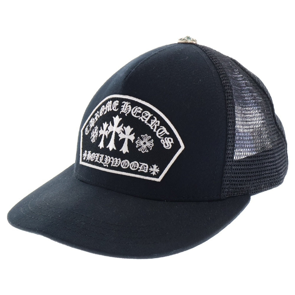 CHROME HEARTS(クロムハーツ) TRUCKER CAP トラッカーキャップ セメタリークロス刺繍クロスボール付メッシュキャップ 帽子 ブラック/シルバー