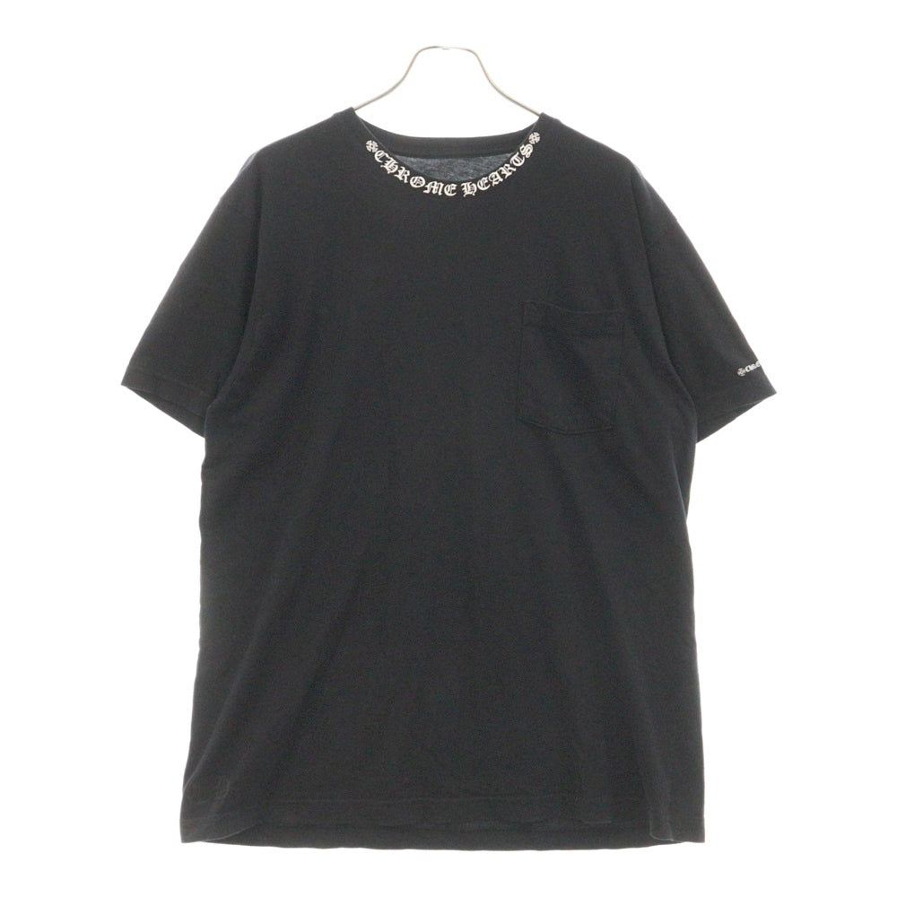 CHROME HEARTS(クロムハーツ) NECK LOGO TEE ネックロゴプリント クルーネック 半袖Tシャツ カットソー ブラック