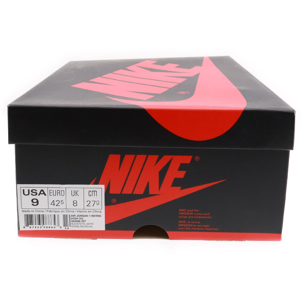 NIKE(ナイキ) AIR JORDAN 1 RETRO HIGH OG ROYAL エア ジョーダン 1 ハイ ロイヤル 2017 ハイカットスニーカーブラック/ブルー US9/27cm 555088-007
