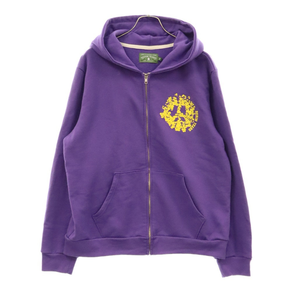 DENIM TEARS(デニムティアーズ) 24SS University Zip Hoodie ユニバーシティ ロゴプリント ジップアップスウェットパーカー パープル