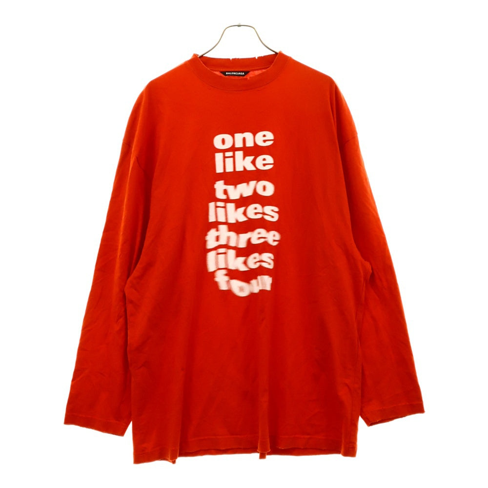 BALENCIAGA(バレンシアガ) 20AW Blurry L/S Tee デストロイ加工 長袖Tシャツ レッド 641667 TJV92