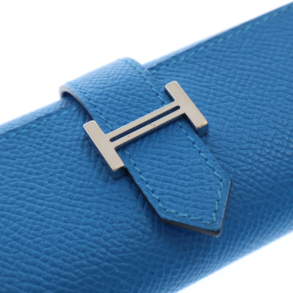 HERMES(エルメス) ベアン ヴォーエプソン ブルーサフィール レザー 4連キーケース ブルー シルバー金具 W刻印