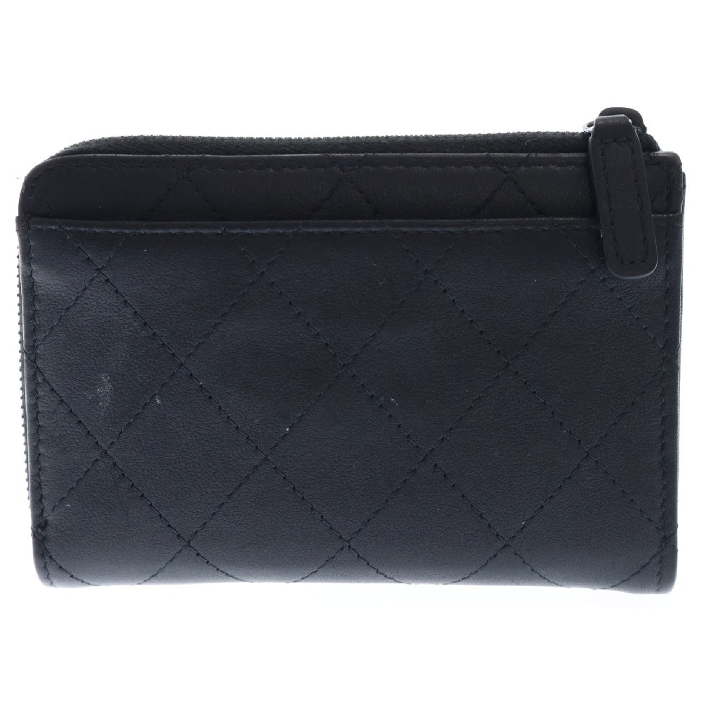 CHANEL(シャネル) ココマーク ラムスキン マトラッセ ラウンドジップ レザー コンパクトウォレット カードケース 財布 ブラック AP3999 ランダムシリアル レディース
