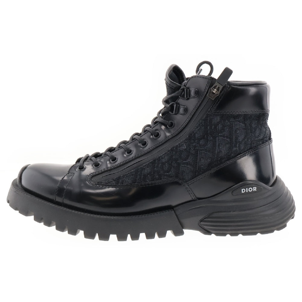 DIOR(ディオール) コンバット アンクルブーツ オブリーク ジャカード キャンバス レザー ブラック 3BO337ZXF