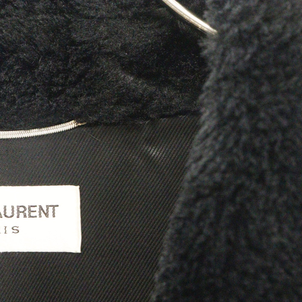 SAINT LAURENT PARIS(サンローランパリ) 23AW ANIMAL FREE FUR SHORT DENIM JACKET フェイクファーショートジャケット ブラック 713737 Y4F86