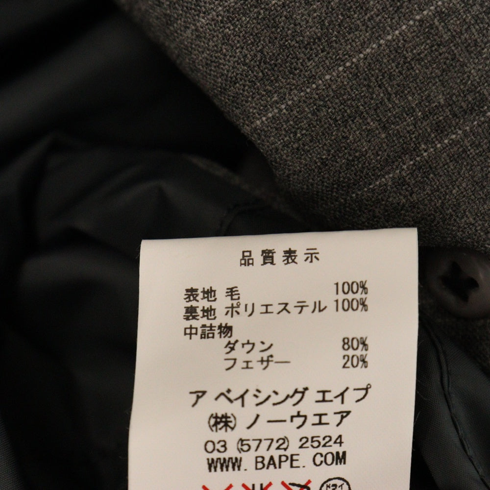 A BATHING APE(アベイシングエイプ) GORE WIND STOPPER ストライプ ダウン テーラージャケット グレー