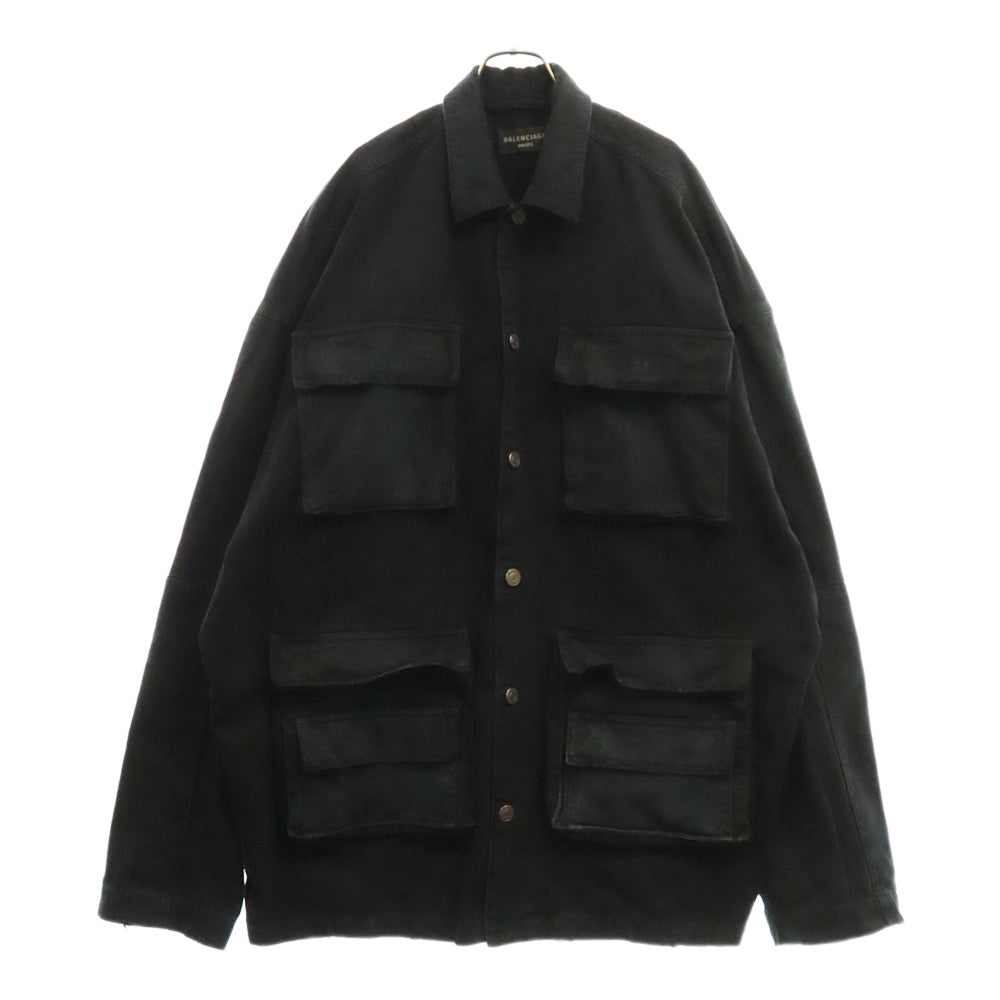 BALENCIAGA(バレンシアガ) Damage Oversized Denim Jacket ダメージ加工 オーバーサイズ デニムジャケット ブラック 783690 TNW11