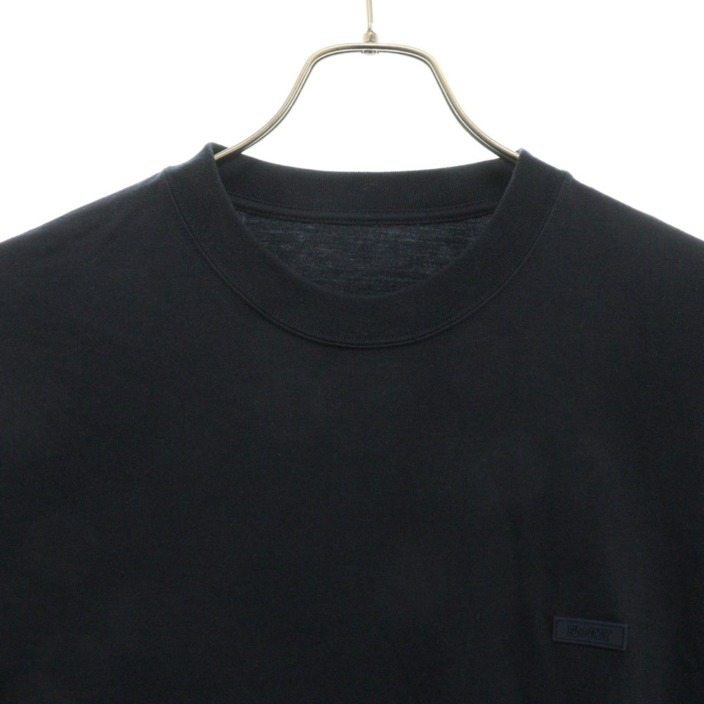 ENNOY(エンノイ) 24SS L/S T-Shirts ロゴパッチ付き 長袖カットソー ロンT ロングスリーブ ネイビー SS24BRENCT03NTL