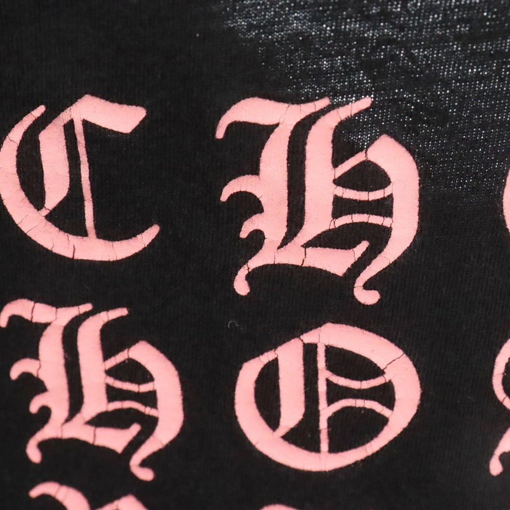 CHROME HEARTS(クロムハーツ) FUCK YOU USA STRIPE LOGO L/S TEE ファックユー ネオン ストライプロゴ クルーネック 長袖Tシャツ カットソー ブラック/ピンク
