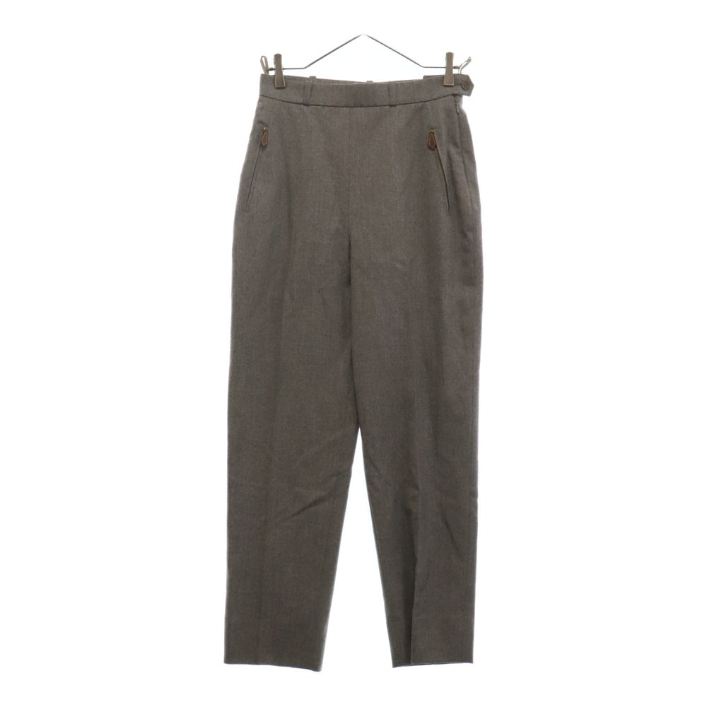 HERMES(エルメス) ウール センタープレス スラックス パンツ グレー レディース